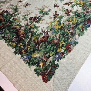 Vtg Tablecloth Idanthren German Woodland Deer Elk Hunt Wilderkind Square 47x47